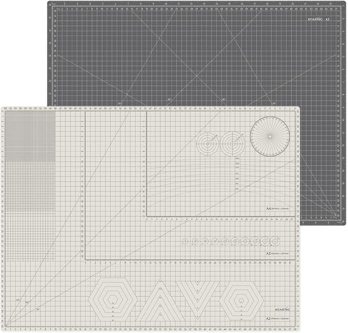 KEARING Large A2 Self-Healing Cutting Mat (24" x 18") - 5-Layer Double-Sided PVC Craft Mat with Inch & Metric Grids for Sewing, Quilting, Arts & DIY - Heavy Duty Rotary Cutter Board, 1 PCS