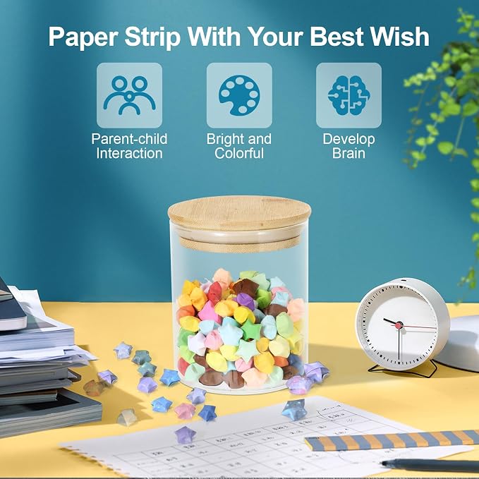 2160 Sheets Stars Paper Strips, 4 Packs Double Side Origami Star Paper, Lucky Star Strips , Star Origami Paper for Kids DIY School/ Hand Craft