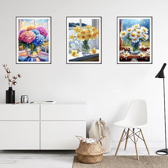 DOZEEZOP 6-Pack Diamond Art Kit for Adults, 5D Diamond Painting 12x16 Inch | Flower pictures, Full Round Drills, Home Wall & Shelf Decor, Beginner-Friendly DIY Craft, Stress Relief, All-Occasion Gift