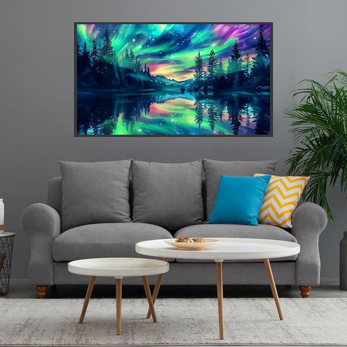 Large Square Drills Diamond Painting Kit, Aurora Diamond Art Square 28x16in | Large Size Diamond Painting Kit Square Drill, 5D Northern Lights Diamond Art Square Drills Kits for Aldults Home Decor Gifts