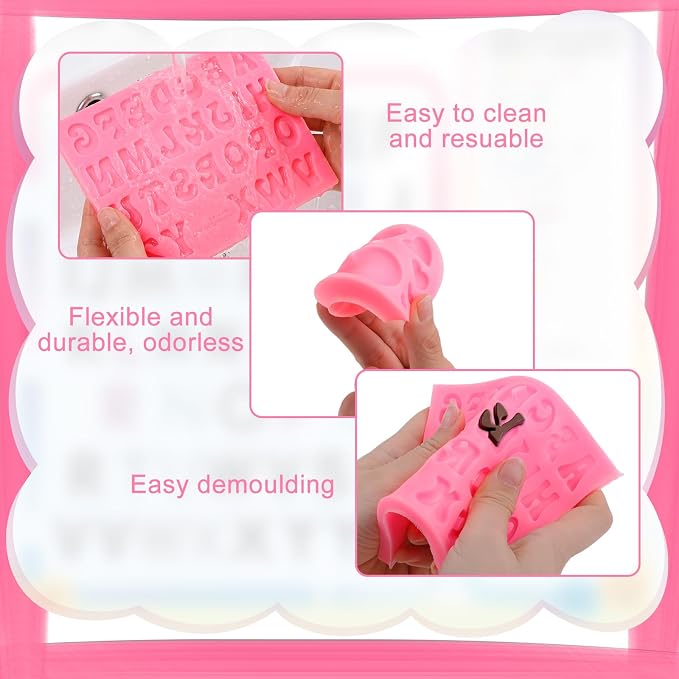 Pimoys 5 Pcs Silicone Letter & Number Molds for Candy Cake Wax