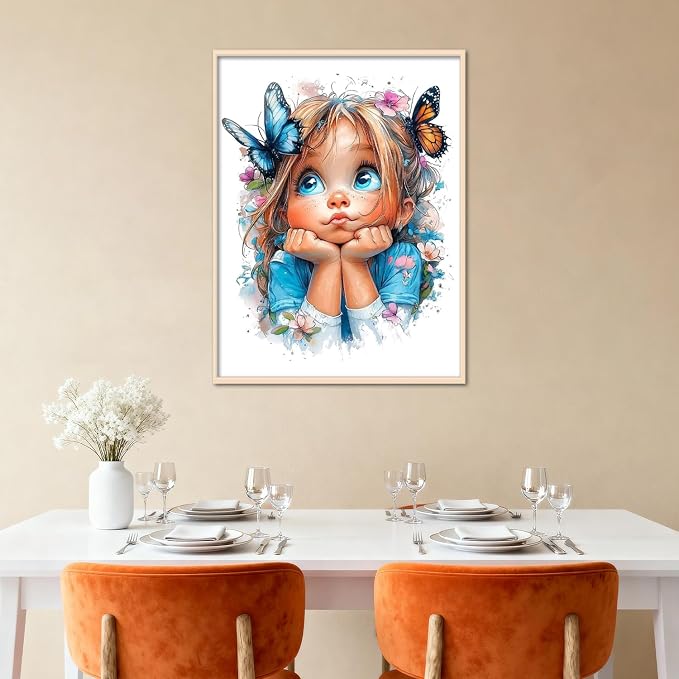 Amaieuin Cute Girl Diamond Painting for Adults,Diamond Art Painting for Adults,5D Diamond Painting for Home Decor and Gifts 12x16in
