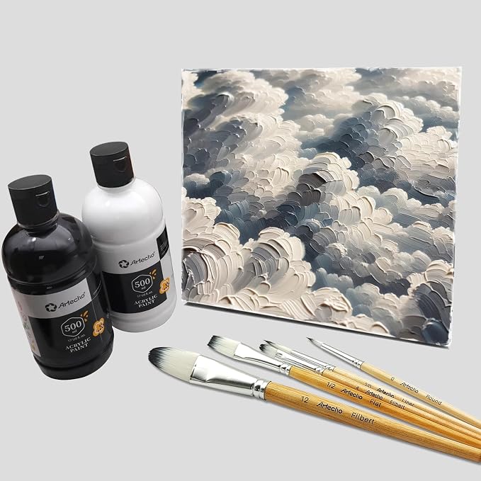 Artecho Lamp Black Acrylic Paint 500ml / 17oz Large Bottle