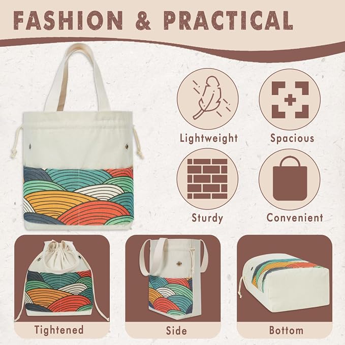 TOGETRUE Yarn Bag, Knitting Crochet Tote Bag, Yarn Storage Bags Organizer, Crochet bags for Crocheting Project, Store Skein Ball, Short Knitting Needle (Large, Color Arc)