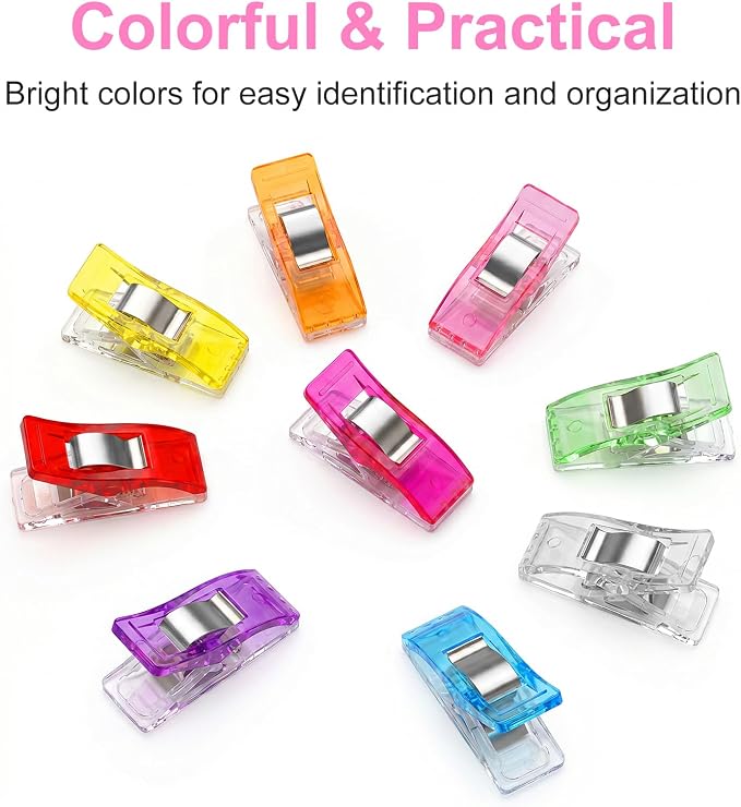 100 Pcs Multipurpose Sewing Clips Premium Quilting Fabric Clips for Hemming Supplies Embroidery Sewing Accessories Crafting Tools