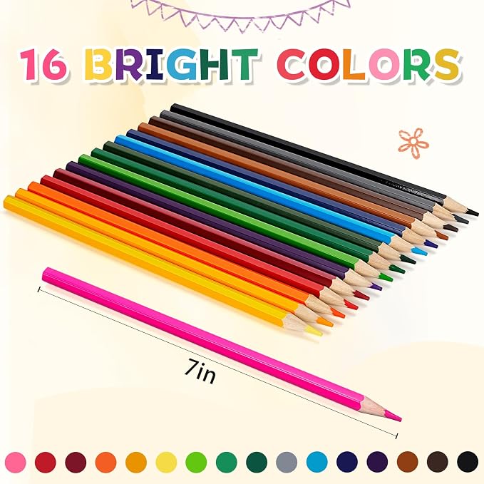 YEGEER 192 Count Colored Pencils Bulk, 16 Assorted Colors, Pre-sharpened Coloring Pencils Set for Kids and Adult, Teachers Essential Classroom Prizes, Back to School Supplies