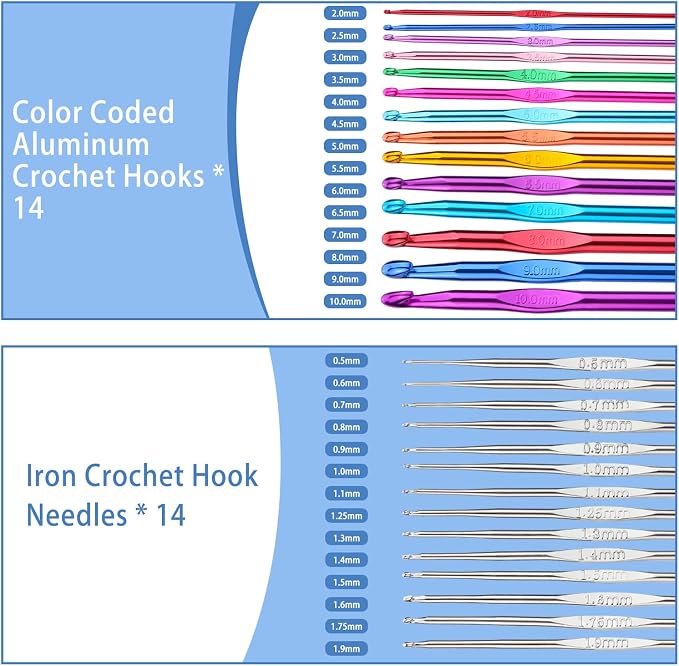 Crochet Hook Set 90 Pcs Crochet Needles Kit Ergonomic Soft Grip Handles | Ergonomic Crochet Hook Set with Case Crochet Starter Kit for Beginners DIY Hand Knitting Art Tools Knitting Yarn Lovers