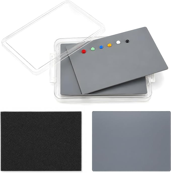 2Pcs 9x12 Inch Neutral Grey Tempered Glass Palette | Airtight Stay Wet Palette Container Scratch-Resistant Color Mixing Palette Glass Artist Palette