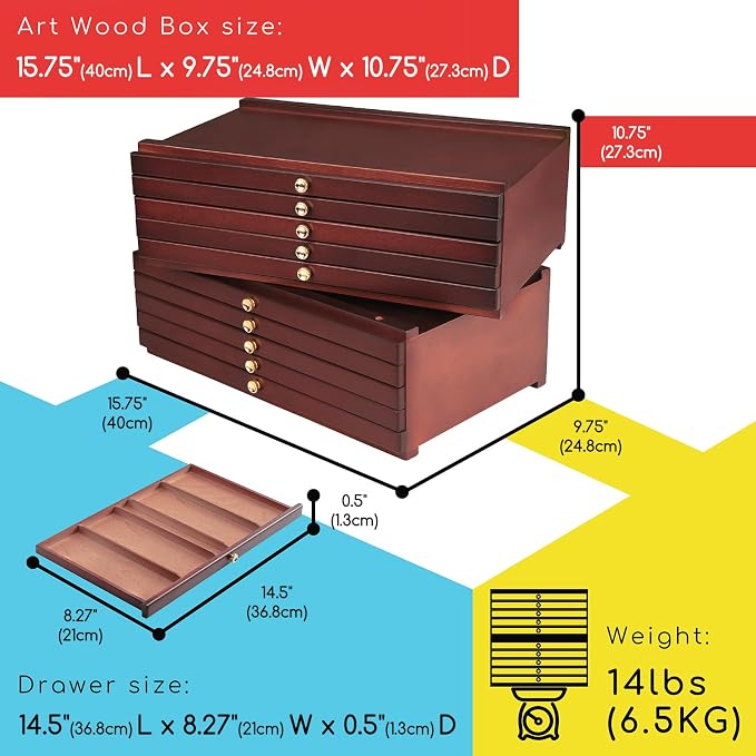 MEEDEN Art Supply Storage Box: 10 Drawers Pencil Organizer Craft Storage