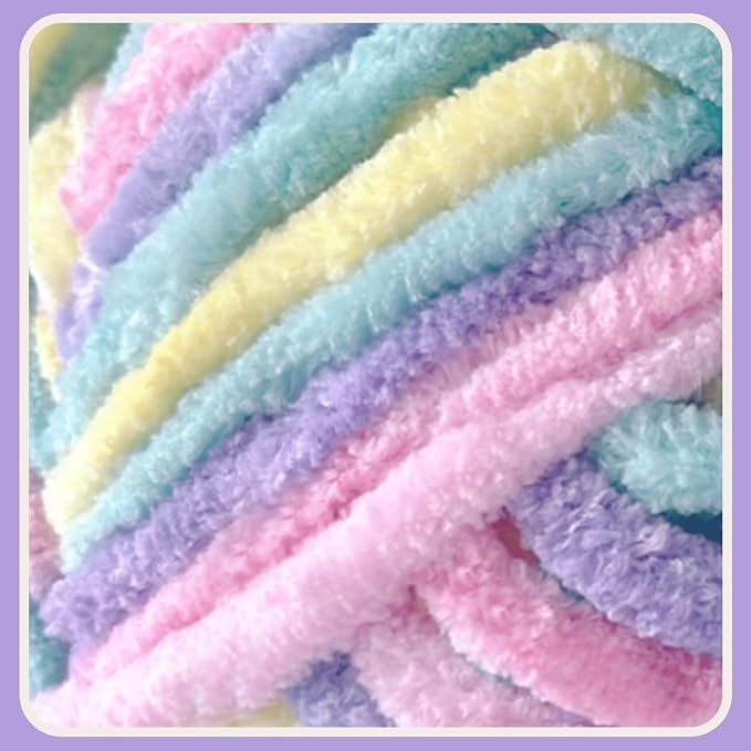 4 * 3.5Oz Soft Velvet Yarn Chenille Yarn for Crocheting and Knitting – Light Bulky (93 Yards/100g) - Microfiber Polyester - Yarn for Blanket Amigurumi Weaving Crafts (Pastel, 4 Pack)
