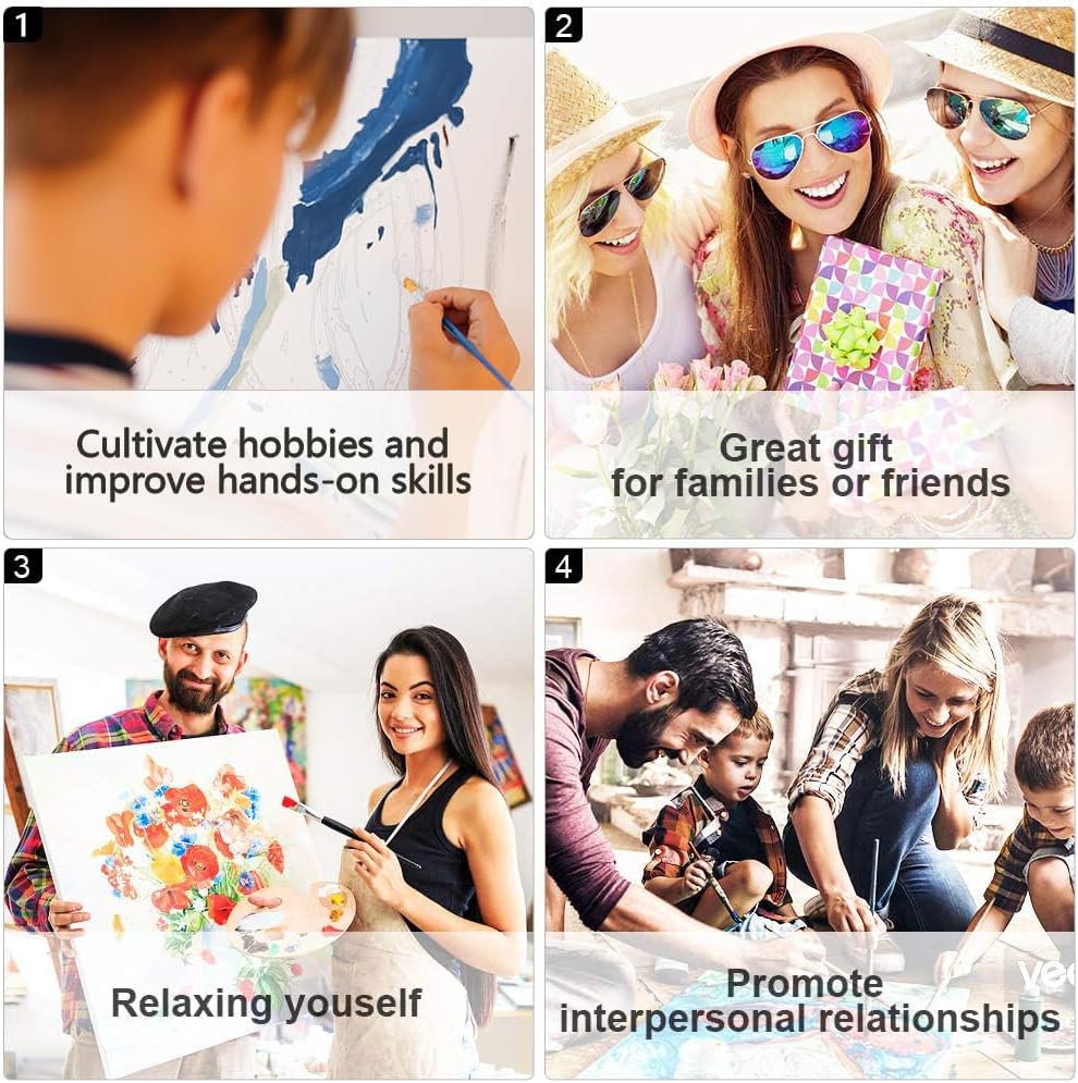 TUMOVO DIY Paint by Numbers Beach Scene with Sunrise, Abstract Adult Art, 16x20 inch(Framed)