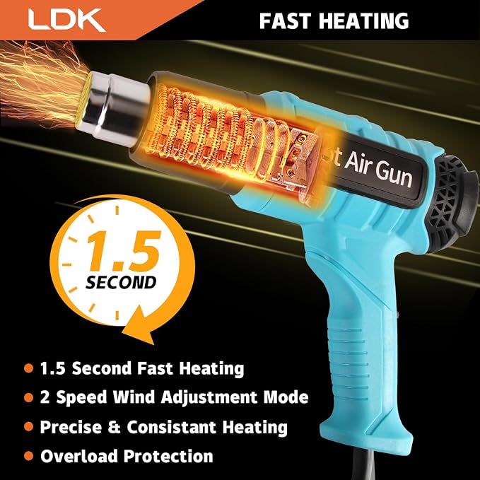 LDK Heat Gun, Heavy Duty Heating Gun Variable Temperature Control