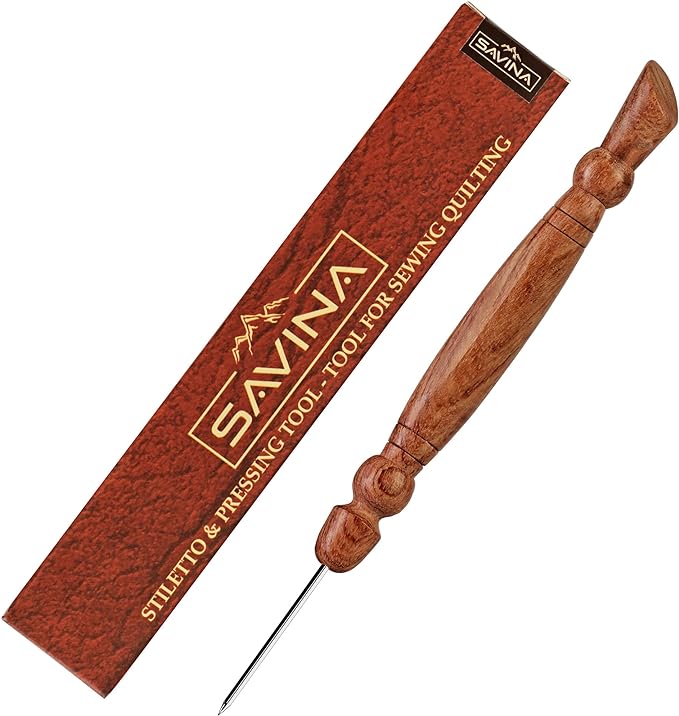 Savina Stiletto & Pressing Tool - Essential Quilting/Sewing Tool Stiletto, Presser - Precision Placement Tool for Getting Seams to Lay Correctly (1 Pieces)