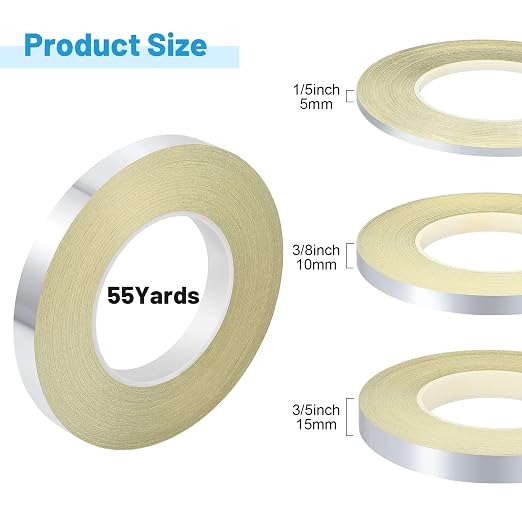 Zonon Silver Washi Tape for Wall Decor Self Adhesive 5/10/15mm