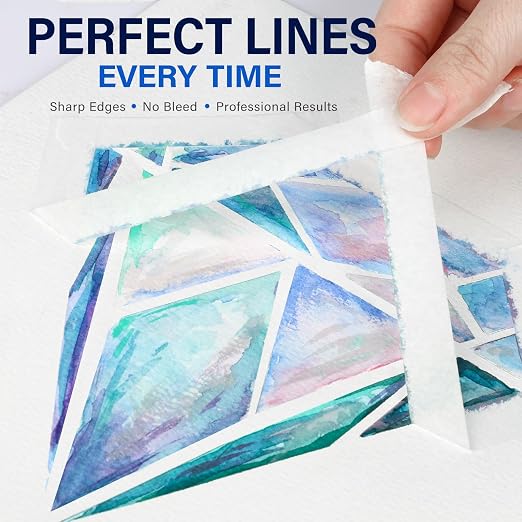 4 Packs Artist Tape for Watercolor Paper - 0.4inch, 592FT Long | White Masking Artists Tape for Drafting, Art Painting and All Paper Media - Acid Free