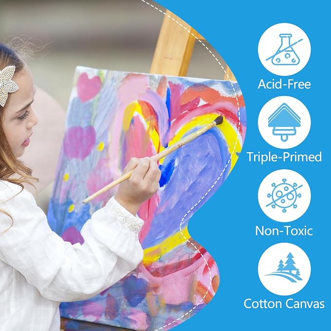 ESRICH Stretched Canvas for Painting 5x7, 60 Pack Small Canvases for Painting 5/8" Profile Primed Acid-Free Blank Painting Canvas for Kids & Artists for Decorations, Painting Parties.