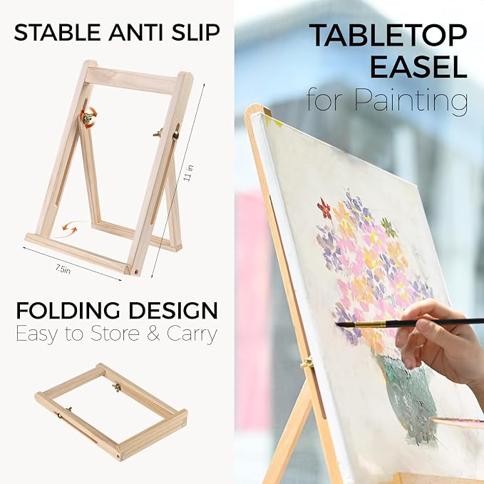 koseibal 24 Color Acrylic Paints Set with Tabletop Easel and Canvas Pad