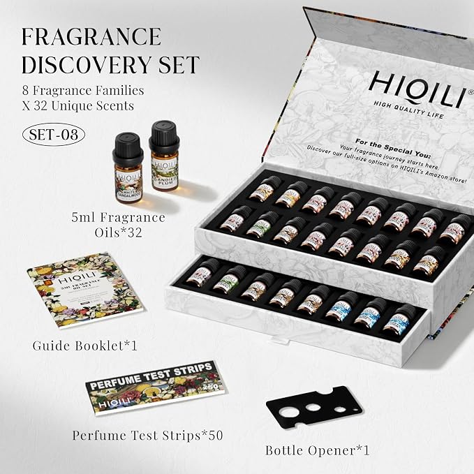 HIQILI Discovery Fragrance Oil Gift Set for Diffuser, DIY Perfume, Candles