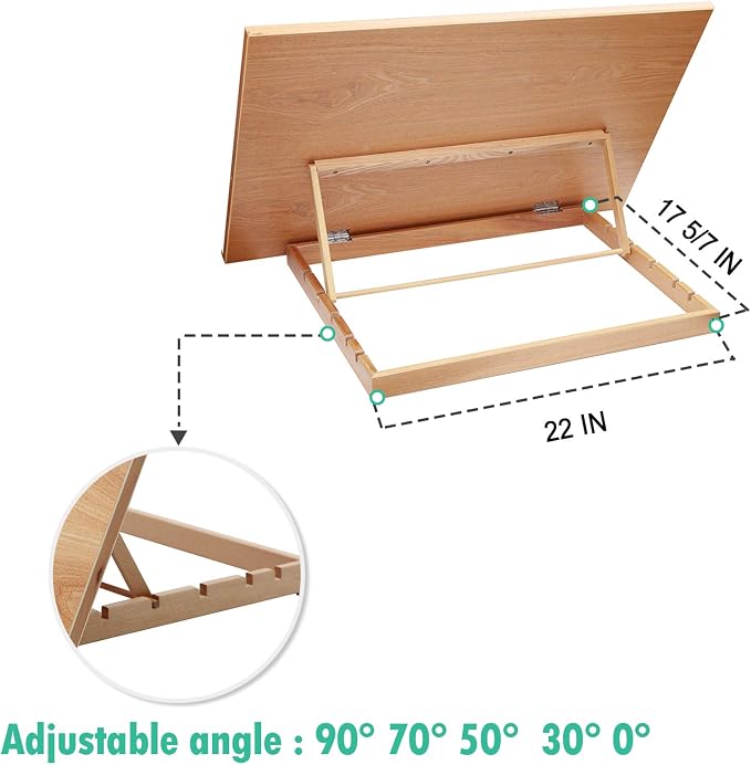 Extra Large 5-Position Wood Drafting Table Easel Drawing & Sketching Board, | 29 1/2 Inches by 19 2/3 Inches
