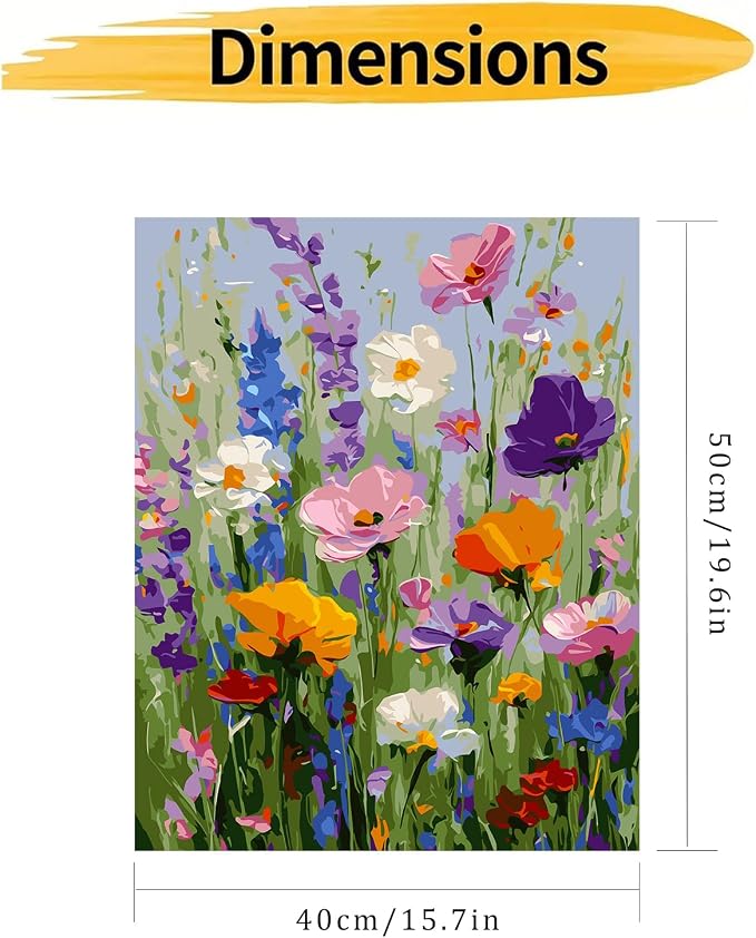 Floral Wildflower Paint by Numbers Kit for Adults Beginner 16X20 inch | Adult Paint by Number Kits on Canvas, DIY Acrylic Oil Easy Painting by Numbers for Home Wall Decor (Without Frame)