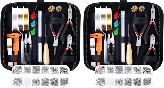 PAXCOO Jewelry Making Supplies Kit with Tools, Wires, Findings for Jewelry Repair and Beading (Pack of 2)
