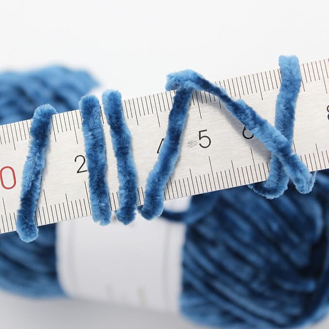 NICEEC 3 Skeins Soft Chenille Yarn 3 x85m (3X 93yds, 3X 50g)_Navy Blue