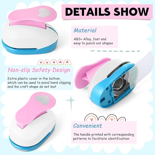 CHENGU Hole Punches 6 Shapes with Cardstock for Kids,Multiple Styles,2 Inch