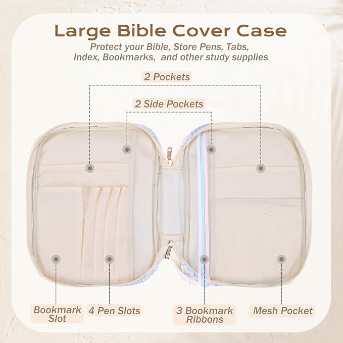 XKDOUS Bible Cover Case for Women Bible Bag Journaling Kit w/Study Supplies