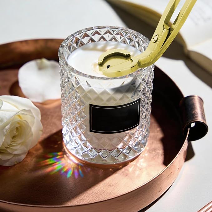 CHEFBEE Gold Stainless Steel Candle Wick Trimmer | Polished Wick Clipper, Clean Even Burn, Prevents Soot Buildup, Reaches Deep Jar Candles, Sturdy Precice Cutting