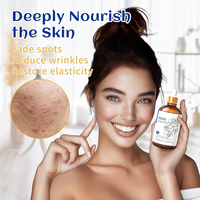 HIQILI Rose Essential Oil for Skin, Diffuser & Candle Making