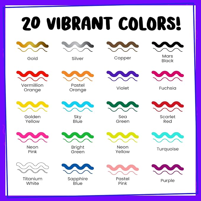 Chalkola 20 Oil Paint Pens - Oil Based Paint Markers for Metal, Wood, Glass | Waterproof & Permanent Oil Markers for Fabric, Ceramic, Rocks, Plastic Surfaces, Steel - 1mm Fine + 5mm Dual Tip Paint Pens