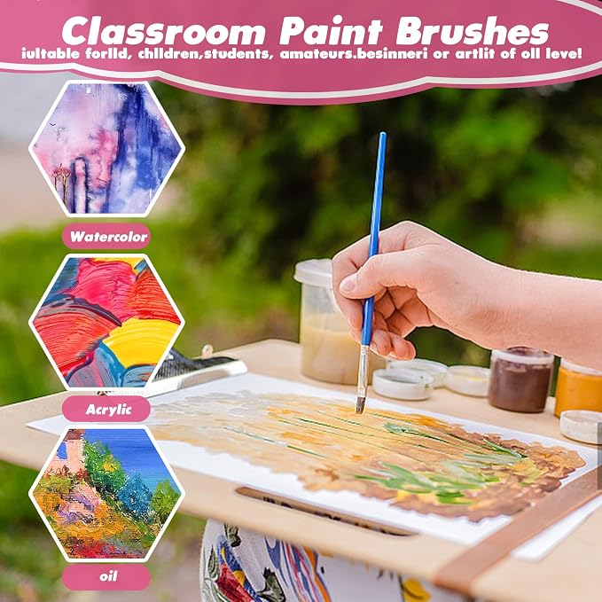 110Pcs Paint Brushes Bulk Small for Kids - Fine Detail Set for Classroom, Model, Canvas, Face, Nail Art, Acrylic, Watercolor, and Craft Supplies