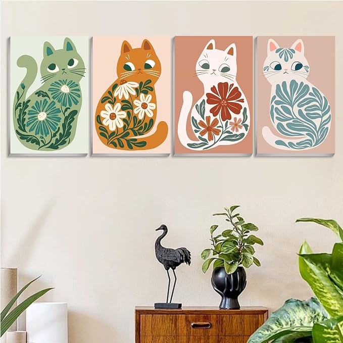 Cat Paint by Number for Adults, Paint by Numbers Kit for Adults 8x12 Inch