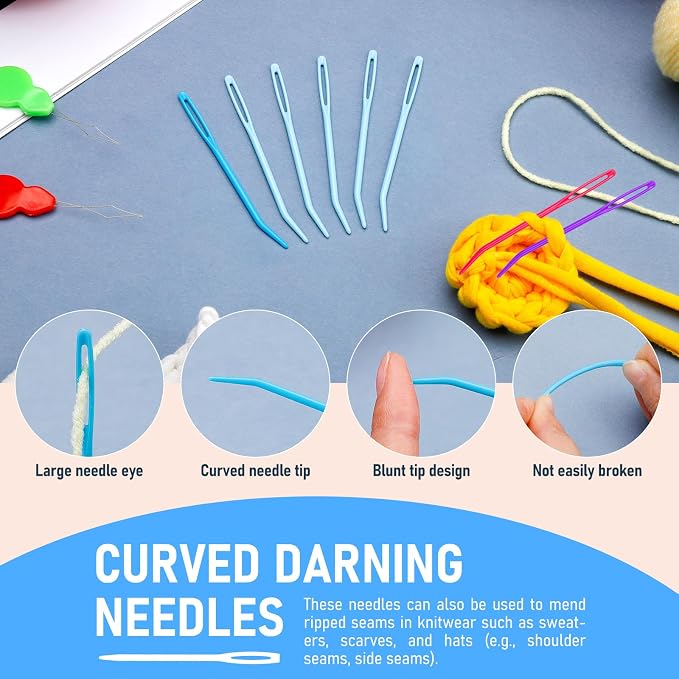 Bupete 25 PCS Yarn Needles, Tapestry Needle Darning Needles for Yarn | Crochet Needle Plastic Needles for Yarn, Weaving Needles, Large Eye Blunt Knitting Needles for Sewing, Knitting, Crochet