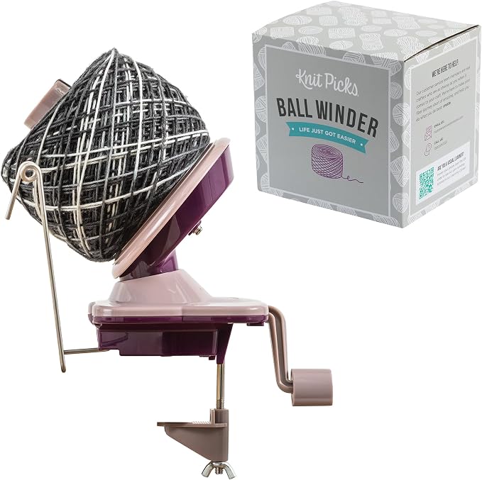 Knit Picks Yarn Ball Winder for Knitting and Crocheting (Purple) | Manual ball winder that winds up to 100g or 3.5 ounces of yarn into a cake