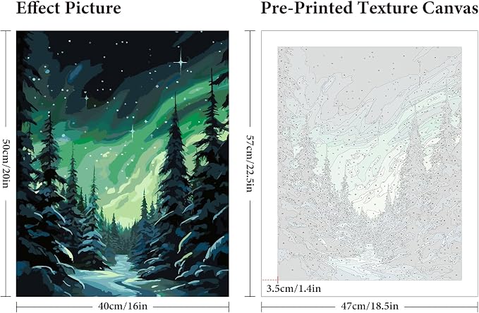 Paint by Numbers Kit for Adults Beginner, Aurora Adult Paint by Number Kits on Canvas Without Frame, Forest Oil Painting by Numbers for Home Decor Gift 16” W x 20”L