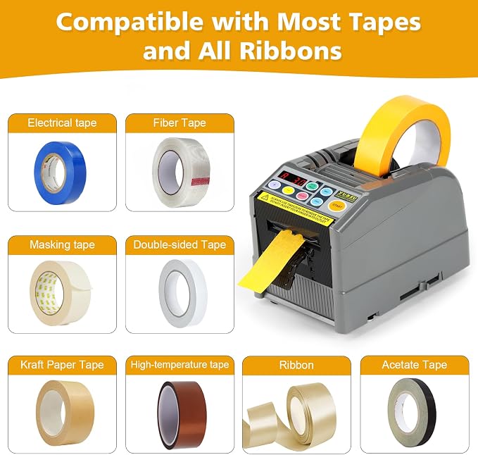 2026 Upgraded Ceramic Roller Upgraded Ribbon Cutting Machine, Automatic Tape Dispenser, 6-60 mm Width, 5-999 mm Length, Ideal for Business & Home