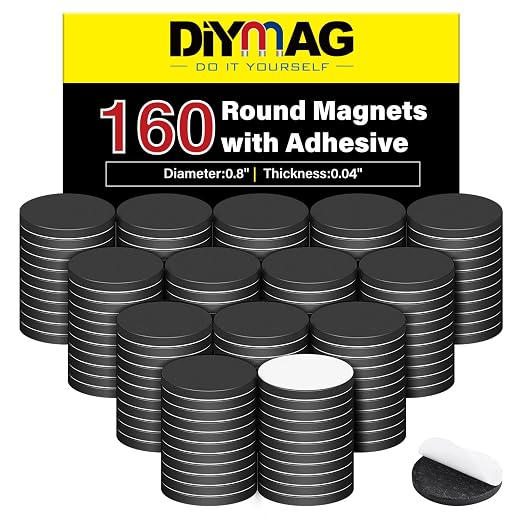 DIYMAG Magnets with Adhesive Backing, 160P Flexible Fridge Magnetic Dots