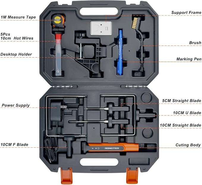 Hot Wire Foam Cutter Kit for Styrofoam with Case (Toolbox Orange)