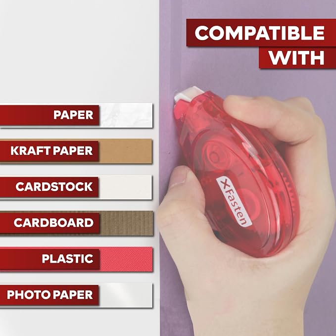 XFasten Adhesive Roller for Scrapbooking, 8mm x 30ft 4-Pack Double Sided Glue Tape Roller, Scrapbook Supplies for Adults, Photo Tape for Scrapbooking