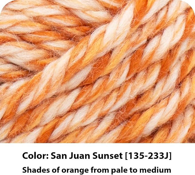 Lion Brand Yarn Hometown Yarn, Super-Bulky Yarn for Knitting, Crocheting, and Crafting, 1 Pack, San Juan Sunset | Super Bulky Acrylic Fiber for Warm Crochet Blankets, Knit Winter Hats, Chunky Cardigans, Soft Scarves, Weaving