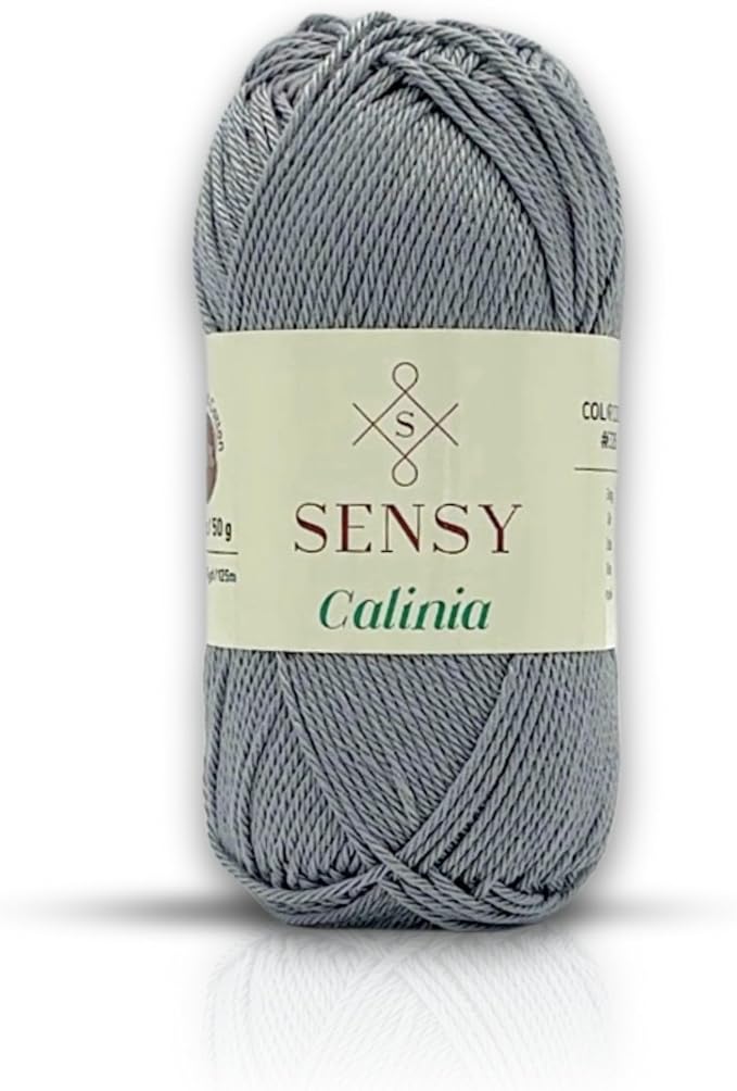 S Sensy Calinia-Mercerized Giza Cotton Amigurumi #2 Fine Yarn Gray 131yds