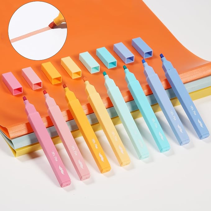 Mr. Pen- Aesthetic Highlighters No Bleed, 8 Pack, Assorted Colors | Chisel Tip, Cute Highlighters Assorted Colors for Journaling, Highlighting, Underlining, Fast Dry, Back to School Supplies