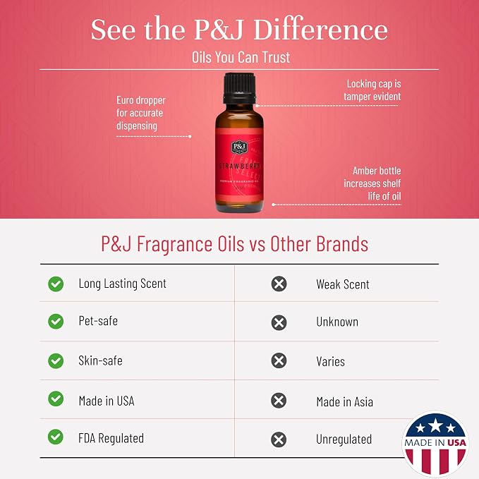 P&J Trading Fragrance Oil | Strawberry Oil 30ml - Candle Scents for Candle Making, Freshie Scents, Soap Making Supplies, Diffuser Oil Scents