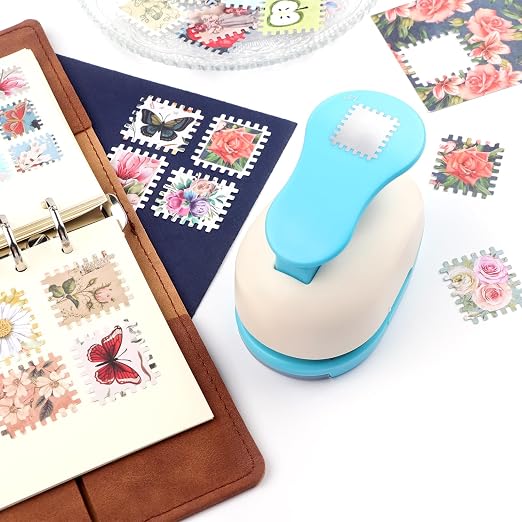 BAOFALI Stamp Puncher 1.2x1 inch Stamp Punch Rectangular Postage Stamp Punch |Stamp Hole Puncher| Lever Action Paper Punches forfor Scrapbooking Journaling Card Making