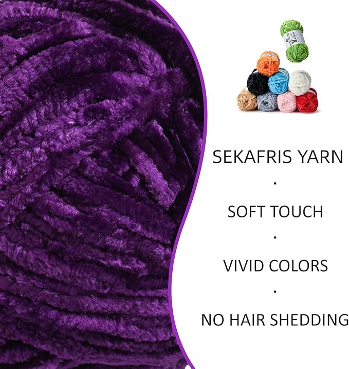 Chenille Crochet Violets Yarn 2 Pack
