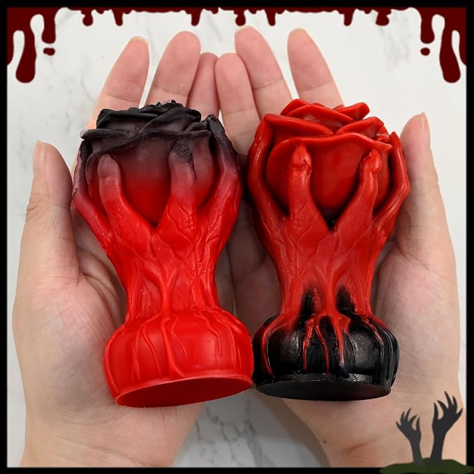 Halloween Candle Molds, Ghost Hand Holding Rose Mold Gothic Style | Candle Silicone Molds for Epoxy Resin Casting, Halloween Home Decoration, Pillar Plaster, Soap Making, Craft Handmade Gift