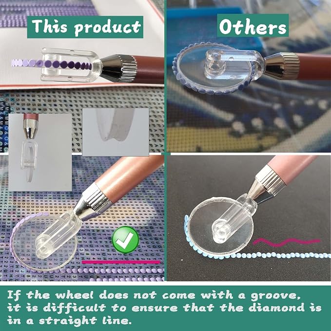 Diamond Painting Wheel Tools with Groove,New Type of Gem Art Pen,Accessories that can Make Jewel Art Faster and neater,Both Square and Round Drills are Suitable,Dimond Art Supplies Kits. … (Gold)