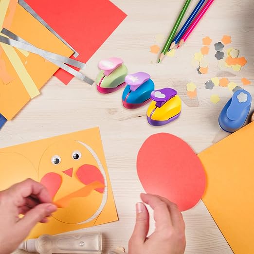 CHENGU Hole Punches 6 Shapes with Cardstock for Kids,Multiple Styles,1 Inch