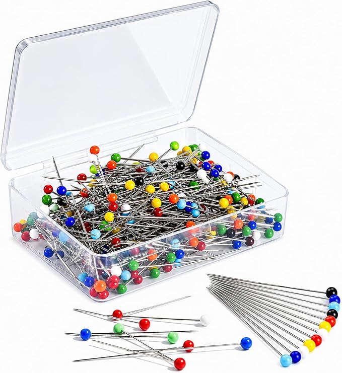 MINTHE 100PCS Sewing Pins for Fabric, Straight Pins Sewing with Pearlized Colored Heads, Quilting Supplies, Pearl, Stick, Corsage, Head